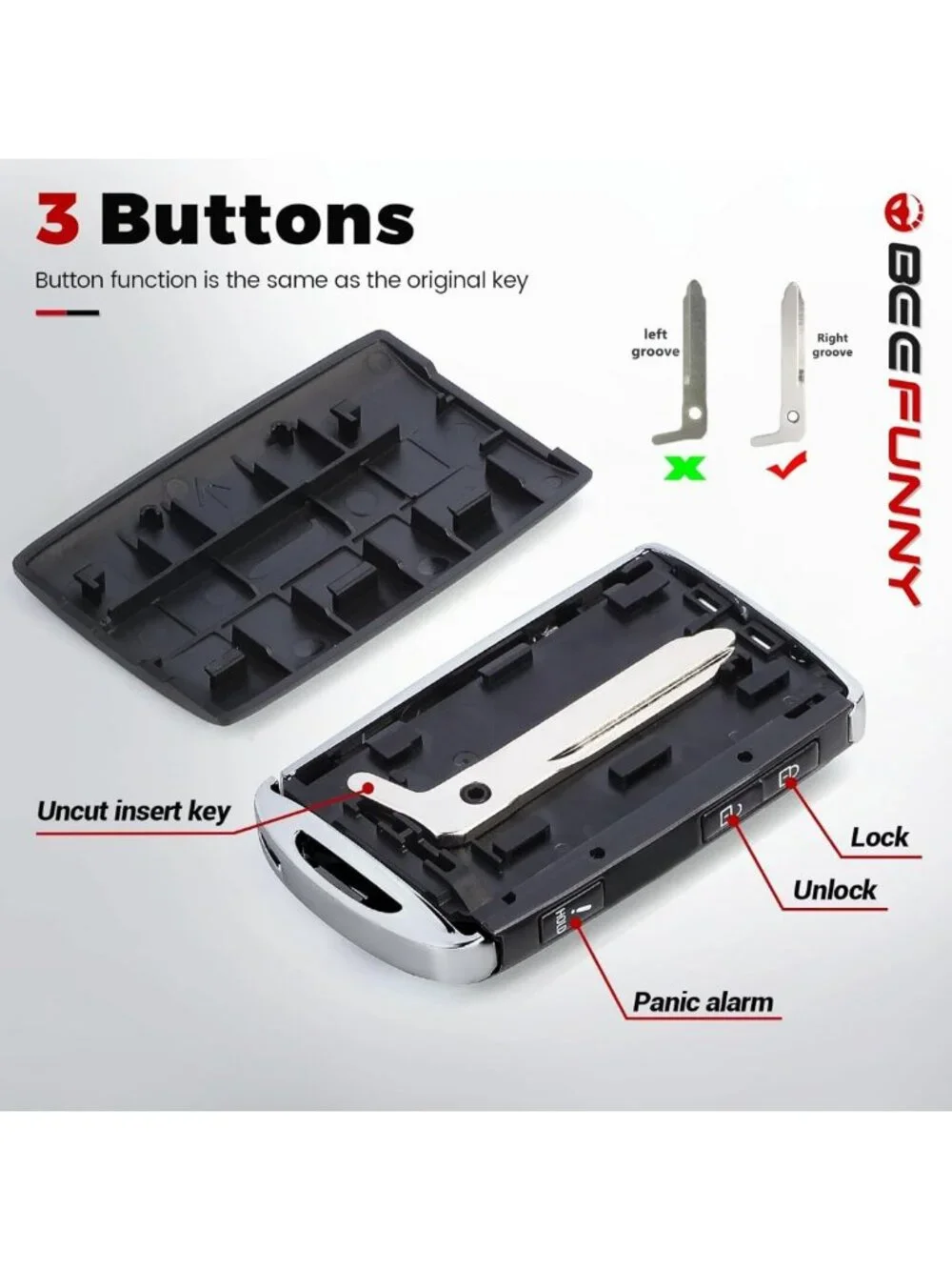 3-Button Replacement Remote Key Case Shell for Mazda CX-3, CX-5, CX-9